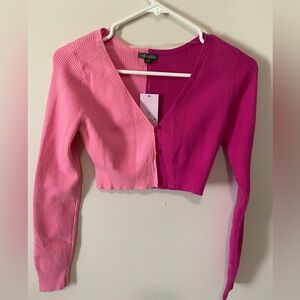 Womens Cropped Cardigan Long Sleeve Sweater Shirt Wild Fable Pink Size Small